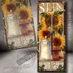 Retro pokojový teploměr, velké slunečnice