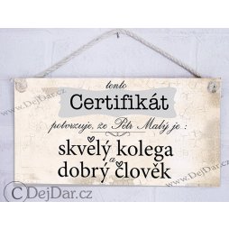 certifikát, dárek pro kolegu, kolegyni