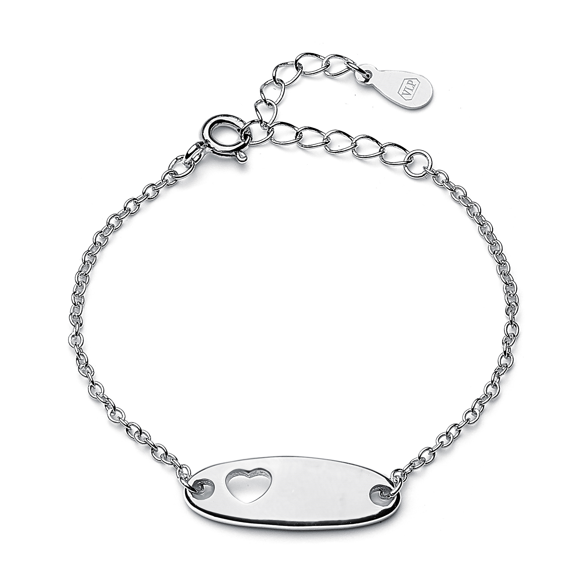 Šperky4U Dětský stříbrný náramek s destičkou, možnost rytiny, délka 12+3 cm Rytina: S rytinou