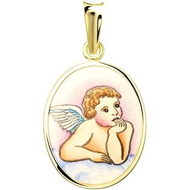 Zlatý dětský přívěsek - ochranný andílek Zlato: bílé