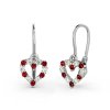 8958 detske nausnice z bileho zlata srdicka s cervenymi a cirymi zirkony