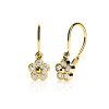 8640 detske nausnice kyticky ze zluteho zlata s cirymi zirkony