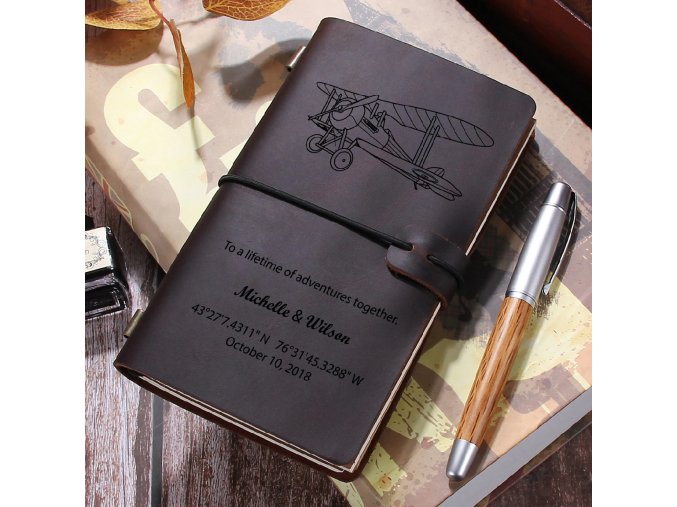Ručně vyráběný kožený zápisník s vlastním textem nebo logem II