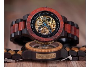 Luxusní pánské dřevěné hodinky BERMO s viditelným mechanismem