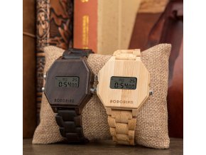 Luxusní dřevěné hodinky DIGITAL UNISEX