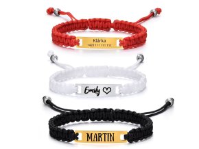 Dětský provázkový ID náramek z chirurgické oceli – s vlastním jménem nebo textem
