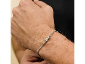 Pánský náramek s gravírováním – Box Chain z nerezové oceli