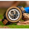 Luxusní pánské dřevěné hodinky BERMO s viditelným mechanismem