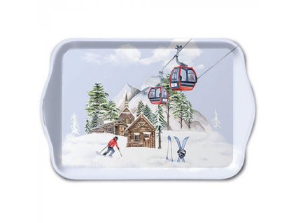 Tray melamine 13x21 cm Ski hut