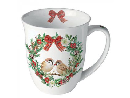 Mug 0.4 L Sparrows in wreath