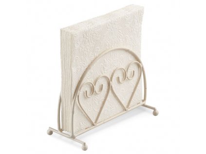 Napkin Holder Standing Two Hearts Cream