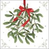 Napkin 33 Mistletoe with bow white FSC Mix