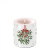 Candle small Mistletoe with bow white