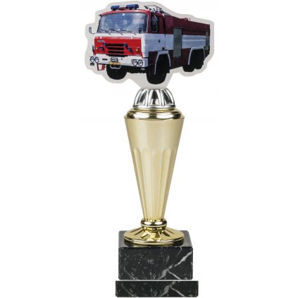 Barevná akrylátová trofej s hasičským autem ABT0001M29