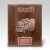 Velka drevena plaketa Hasicske auto P1 bronz