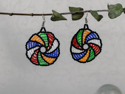 Korálkové náušnice Barevná Afrika