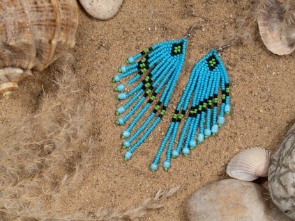 Africké korálkové náušnice Masajské střapce