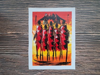 Edice Africké malby: Masajové v červeném oblečení