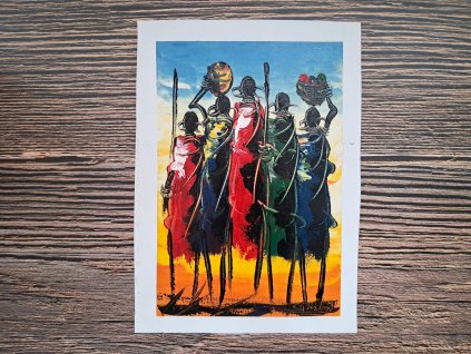 Edice Africké malby: Masajové pod modrým africkým nebem