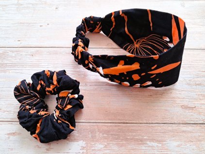 Látková čelenka a gumička do vlasů z africké látky