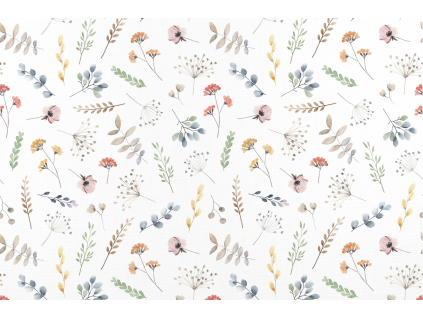 Bavlněná látka PERKÁL - Barevný kvítek š.147