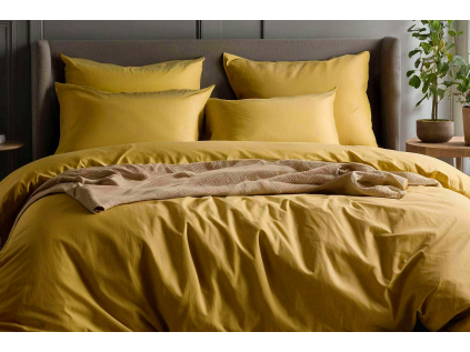 Bavlněné povlečení Jednobarevné perkálové - medově žluté 2