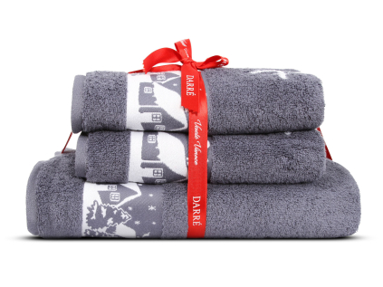 2511 Výhodná sada ručníků a osušky Vánoční chaloupky šedá zmensene