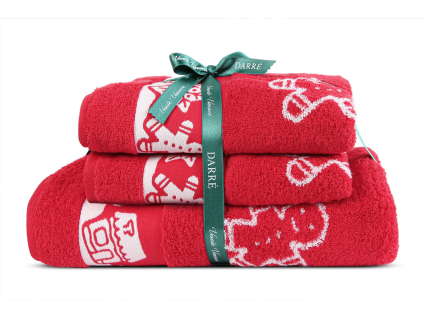 2511 Výhodná sada ručníků a osušky Vánoční perníčky červená zmensene
