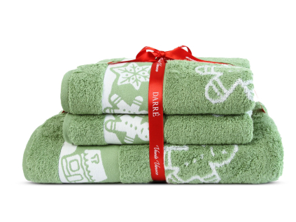 2511 Výhodná sada ručníků a osušky Vánoční perníčky zelená