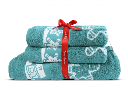 2511 Výhodná sada ručníků a osušky Vánoční perníčky tyrkysová