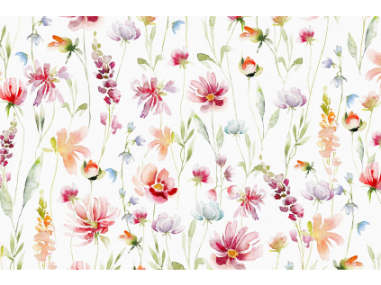 Bavlněná látka PERKÁL - Květy š.50 cm