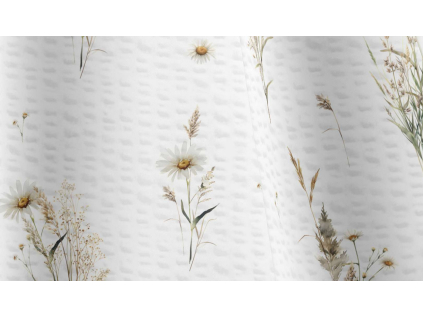 Zbytek krepové látky perkál - Polní kvítí - 50x160 cm