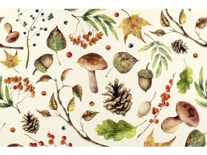 Bavlněná látka PERKÁL - Krásy lesa š.105 cm