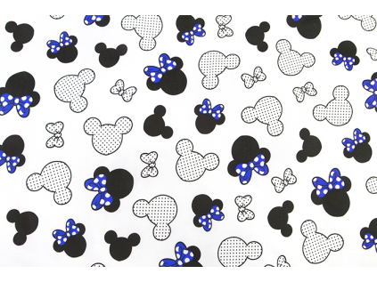 BAVLNĚNÁ LÁTKA MINNIE MODRÁ š.160
