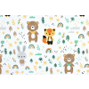 Bavlněná látka Zvířátka s duhou zelená š.160