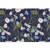Bavlněná látka Vážky v kvítí - modrá š.160