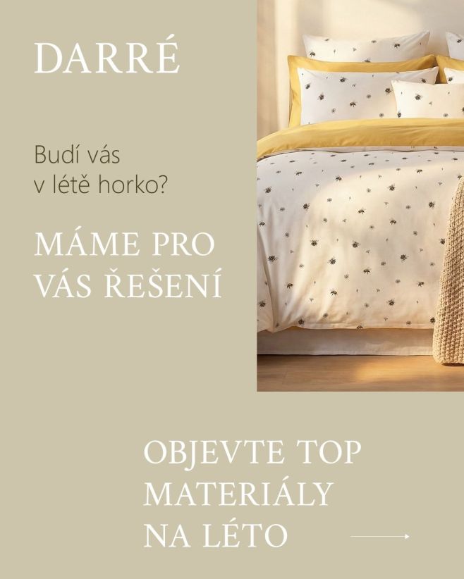 Horké letní noci? 😩 My v DARRÉ vás v tom nenecháme. 💙 Sáhněte po dokonale jemném perkálu nebo prodyšném mušelínu, povlečte...