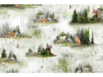 Zvyšok bavlnenej látky PERKÁL - Zvieratká 45 x 160 cm