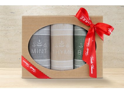 Skvelý darček - sada kuchynských utierok s bylinkami