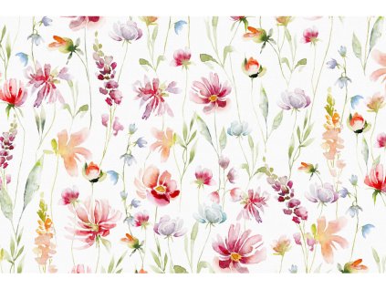 Bavlnená látka PERKÁL - Kvety š.50 cm