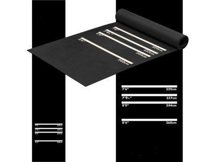 Gumený koberec pre šípkárov Designa Heavy Duty 290×60cm, čierny