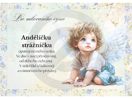 Andělíčku strážníčku opatruj mou kamarádku. Ve dne v noci při ni stůj, od zlého ji ochraňuj. V srdci klid a lásku měj a s úsměvem ji provázej.(51)
