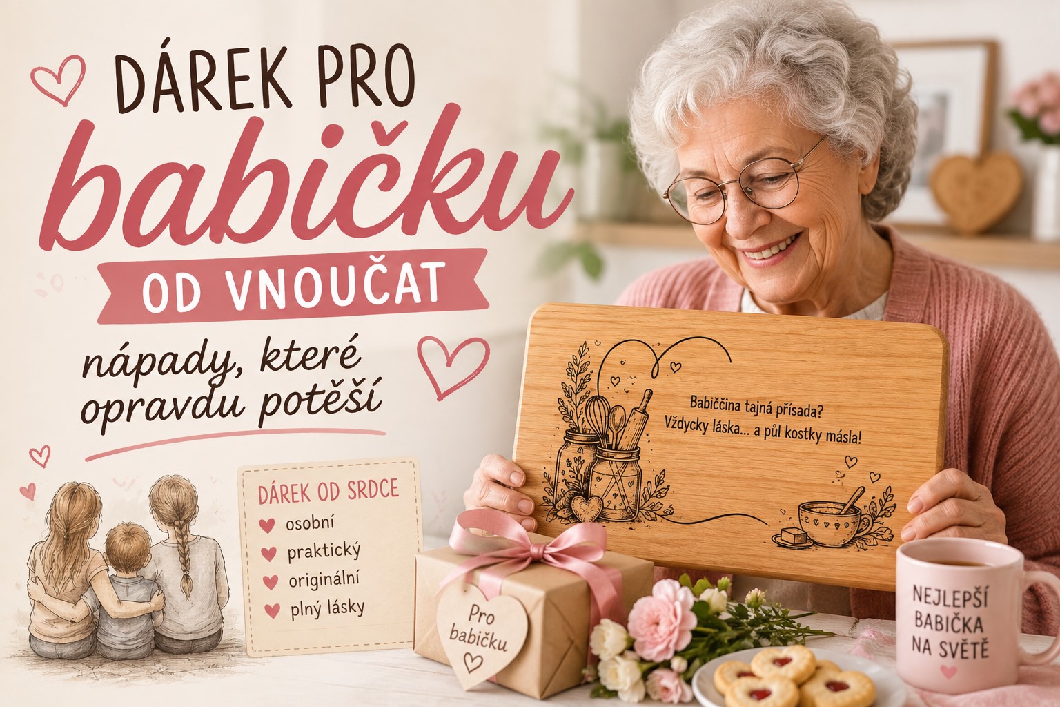 Dárek pro babičku od vnoučat: nápady, které opravdu potěší