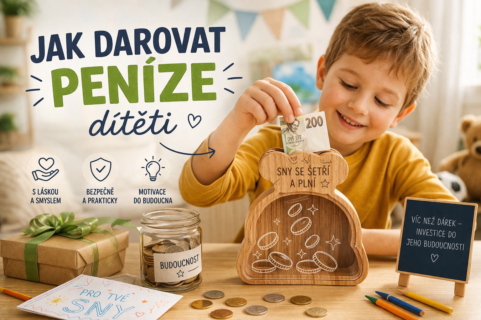 Jak darovat peníze dítěti 🎁 10 originálních nápadů, které potěší i rodiče