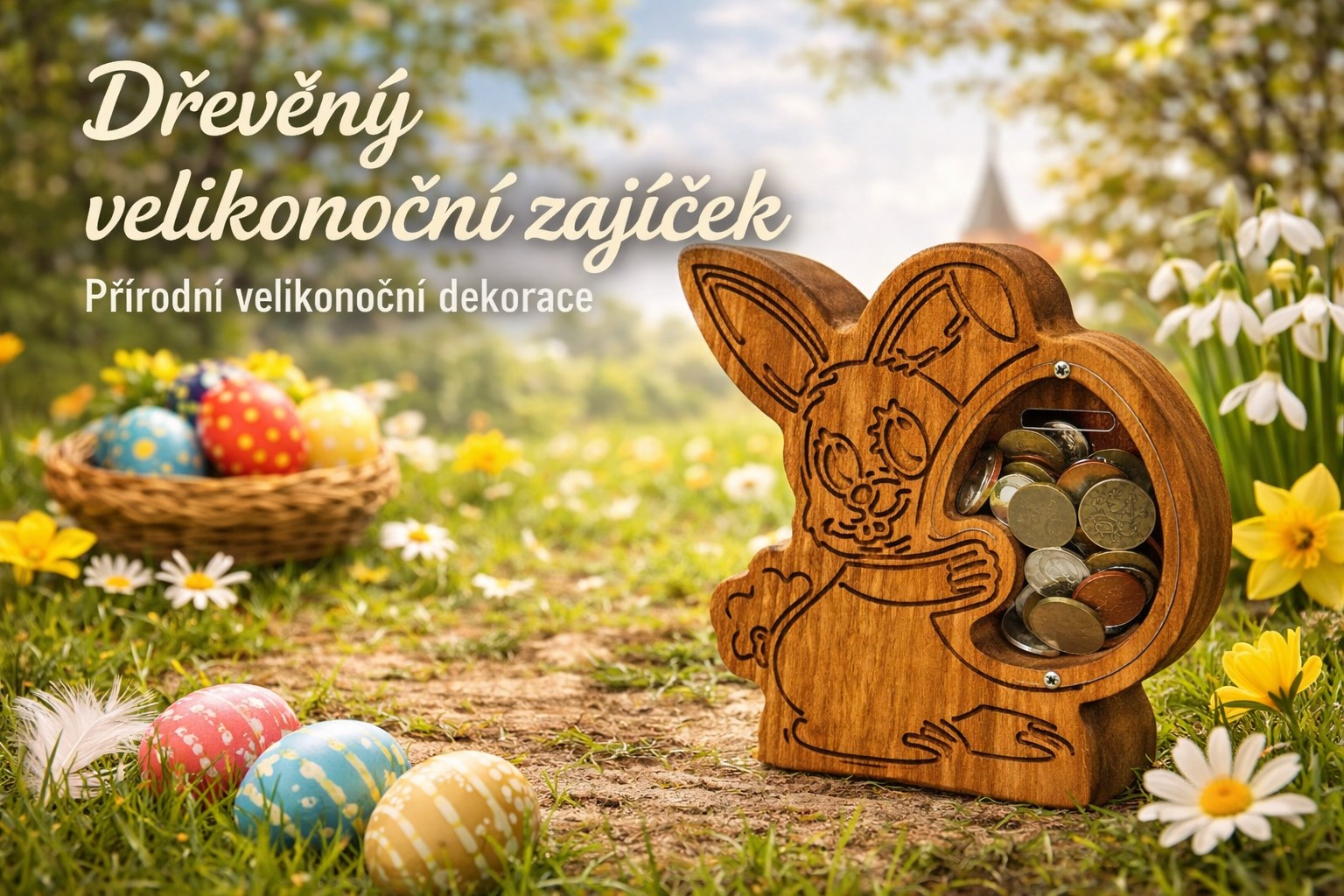 Velikonoční zajíček ze dřeva jako symbol jara