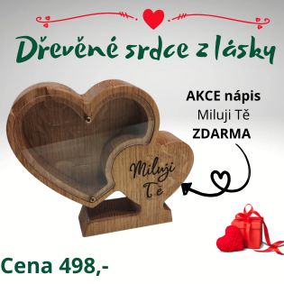 Dřevěné srdce pokladnička