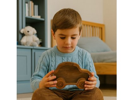 Dřevěná pokladnička auto