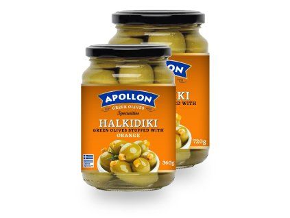 APOLLON zelené olivy plněné pomerančem