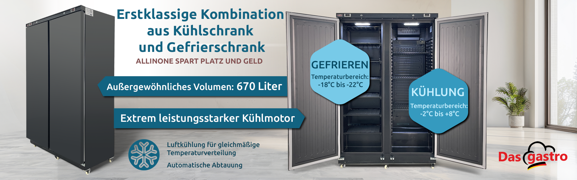 Kombination aus Kühlschrank und Gefrierschrank