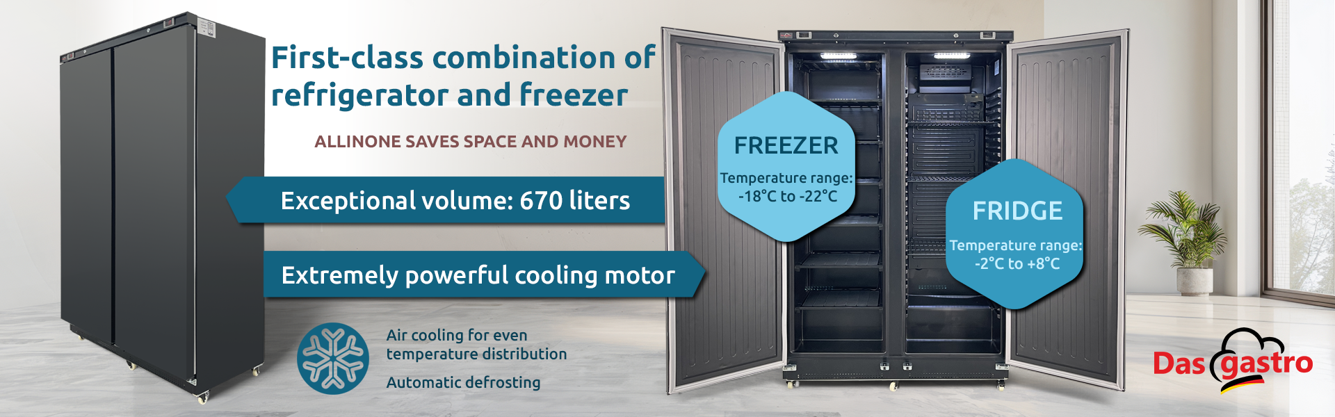 combination of refrigerator and freezer